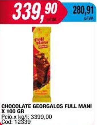 Maxiconsumo CHOCOLATE GEORGALOS FULL MANI X 100 GR oferta