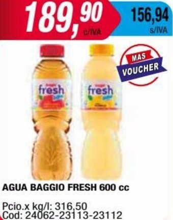 Maxiconsumo AGUA BAGGIO FRESH 600 cc oferta