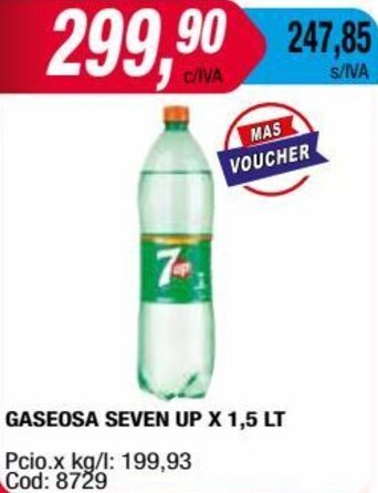 Maxiconsumo GASEOSA SEVEN UP X 1,5 LT oferta