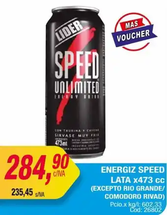 Maxiconsumo ENERGIZ SPEED LATA x473 cc (EXCEPTO RIO GRANDE/ COMODORO RIVAD) oferta