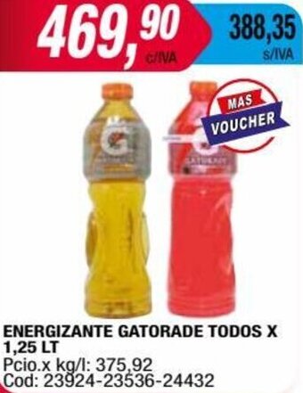 Maxiconsumo ENERGIZANTE GATORADE TODOS X 1,25 LT oferta