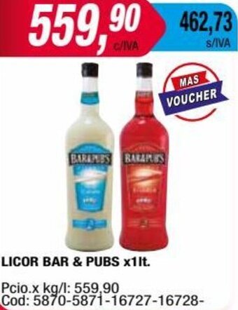 Maxiconsumo LICOR BAR & PUBS x1lt. oferta