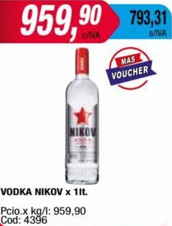Maxiconsumo VODKA NIKOV x 1lt. oferta
