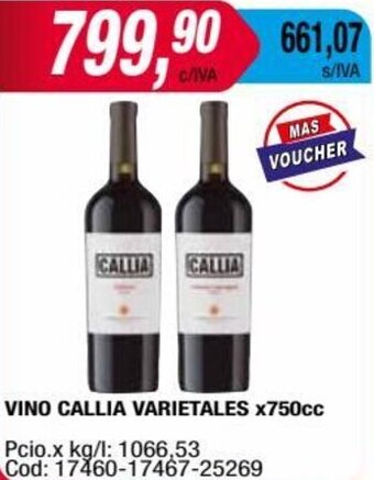 Maxiconsumo VINO CALLIA VARIETALES X750cc oferta