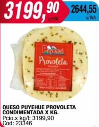 Maxiconsumo QUESO PUYEHUE PROVOLETA CONDIMENTADA X KG. oferta