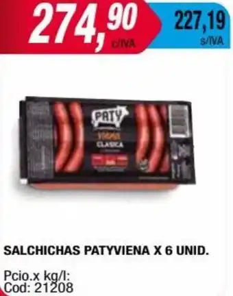 Maxiconsumo SALCHICHAS PATYVIENA X 6 UNID. oferta