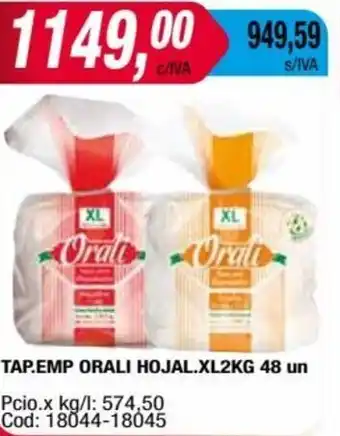 Maxiconsumo TAP.EMP ORALI HOJAL.XL2KG 48 un oferta