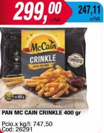 Maxiconsumo PAN MC CAIN CRINKLE 400 gr oferta
