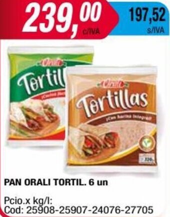 Maxiconsumo PAN ORALI TORTIL. 6 un oferta