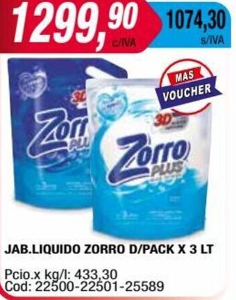 Maxiconsumo JAB.LIQUIDO ZORRO D/PACK X 3 LT oferta