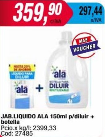 Maxiconsumo JAB.LIQUIDO ALA 150ml p/diluir + botella oferta