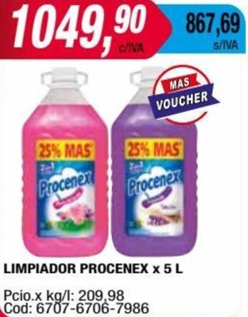 Maxiconsumo LIMPIADOR PROCENEX x 5 L oferta