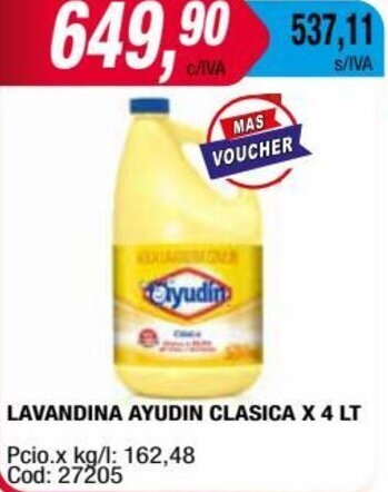 Maxiconsumo LAVANDINA AYUDIN CLASICA X 4 LT oferta