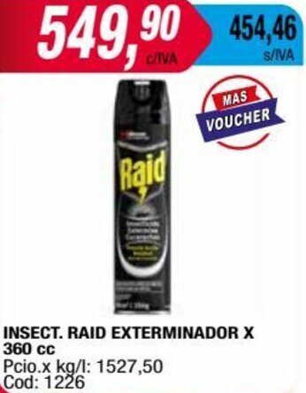 Maxiconsumo INSECT. RAID EXTERMINADOR X 360 cc oferta