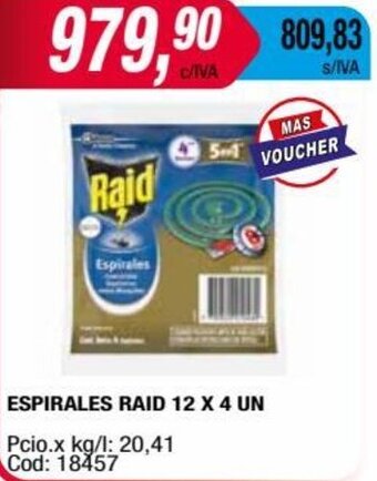 Maxiconsumo ESPIRALES RAID 12 X 4 UN oferta