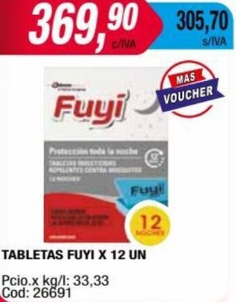 Maxiconsumo TABLETAS FUYI X 12 UN oferta