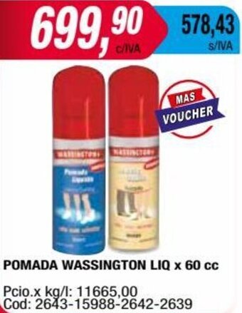 Maxiconsumo POMADA WASSINGTON LIQ x 60 cc oferta