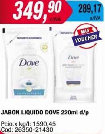Maxiconsumo JABON LIQUIDO DOVE 220ml d/p oferta