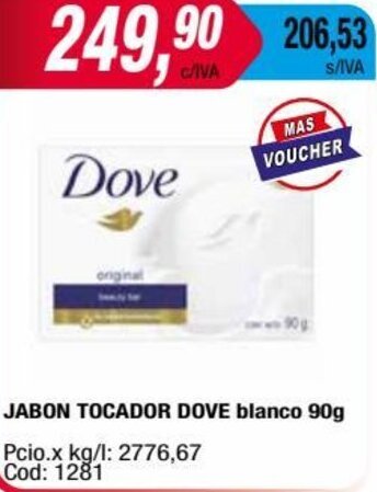 Maxiconsumo JABON TOCADOR DOVE blanco 90g oferta