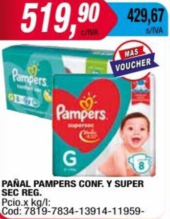Maxiconsumo PAÑAL PAMPERS CONF. Y SUPER SEC REG. oferta