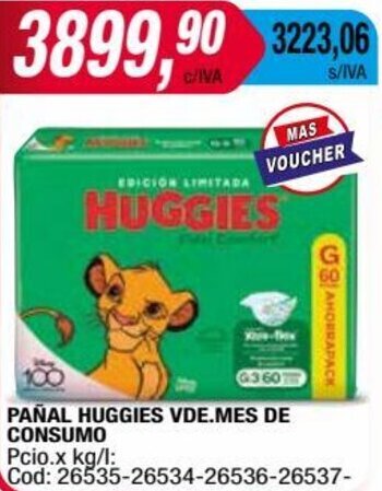 Maxiconsumo PAÑAL HUGGIES VDE.MES DE CONSUMO oferta