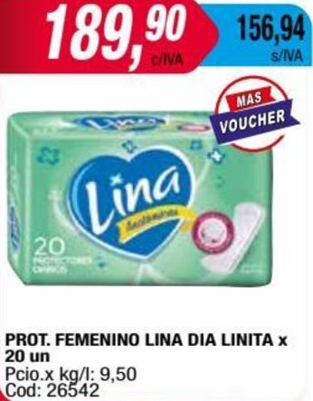 Maxiconsumo PROT. FEMENINO LINA DIA LINITA x 20 un oferta