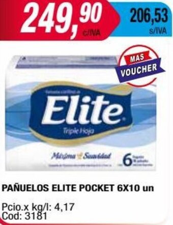 Maxiconsumo PAÑUELOS ELITE POCKET 6X10 un oferta
