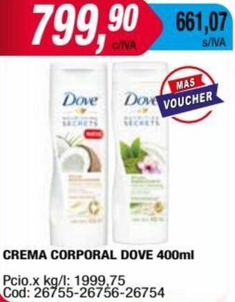 Maxiconsumo CREMA CORPORAL DOVE 400ml oferta