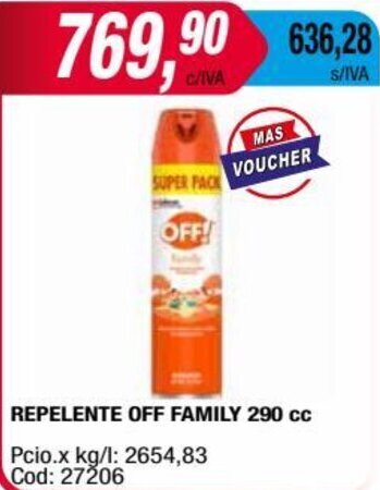 Maxiconsumo REPELENTE OFF FAMILY 290 cc oferta