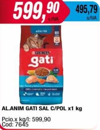 Maxiconsumo AL.ANIM GATI SAL C/POL x1 kg oferta