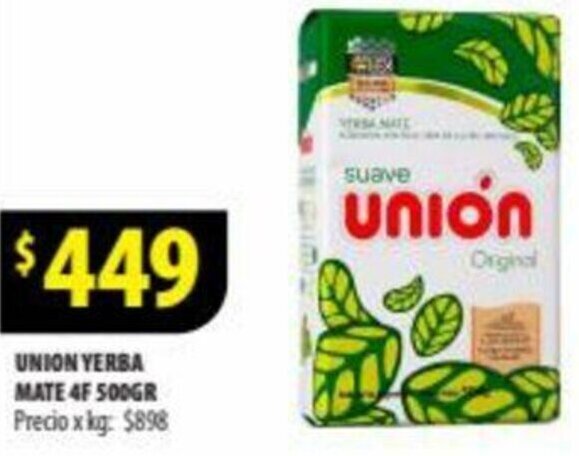 Punto Mayorista UNION YERBA MATE 4F 500GR oferta
