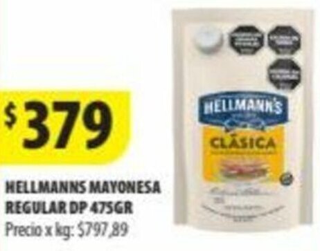 Punto Mayorista HELLMANNS MAYONESA REGULAR DP 475GR oferta