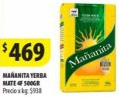 Punto Mayorista MAÑANITA YERBA MATE 4F 500GR oferta