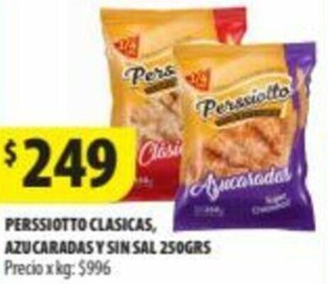 Punto Mayorista PERSSIOTTO CLASICAS, AZUCARADAS Y SIN SAL 250GRS oferta