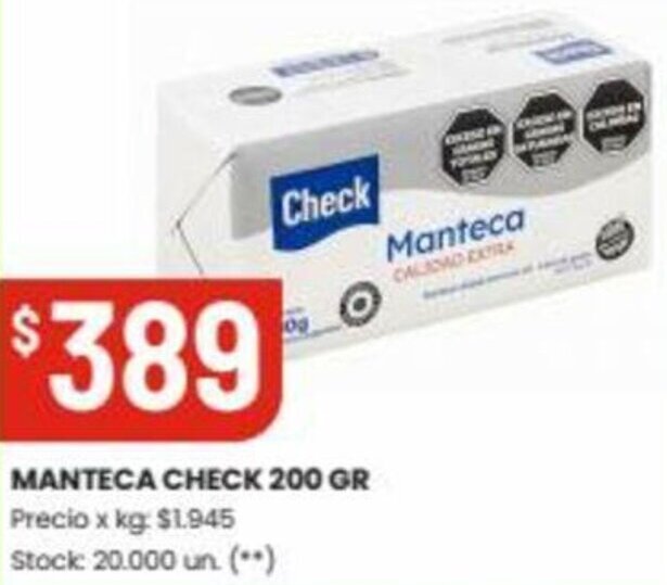 Punto Mayorista MANTECA CHECK 200 GR oferta