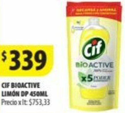 Punto Mayorista CIF BIOACTIVE LIMON DP 450ML oferta