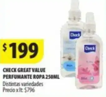 Punto Mayorista CHECK GREAT VALUE PERFUMANTE ROPA 250ML Distintas variedades oferta