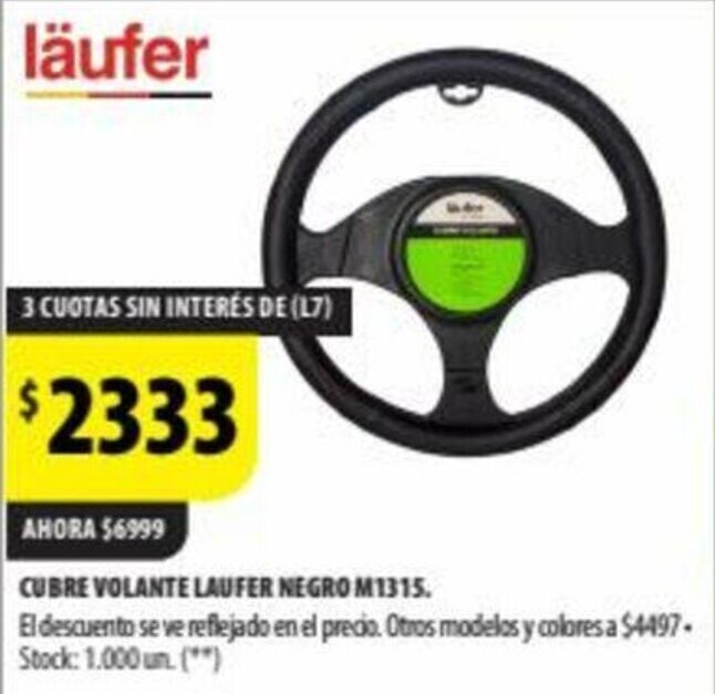 Punto Mayorista CUBRE VOLANTE LAUFER NEGRO M1315. oferta