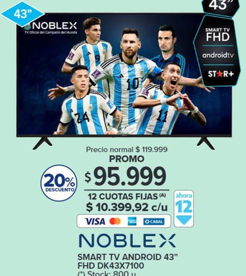 Carrefour NOBLEX SMART TV ANDROID 43" FHD DK43X7100 oferta