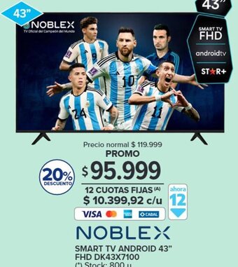 Carrefour NOBLEX SMART TV ANDROID 43" FHD DK43X7100 oferta