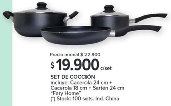 Carrefour SET DE COCCIÓN incluye: Cacerola 24 cm + Cacerola 18 cm + Sartén 24 cm "Fary Home" oferta