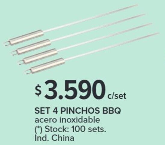 Carrefour SET 4 PINCHOS BBQ oferta