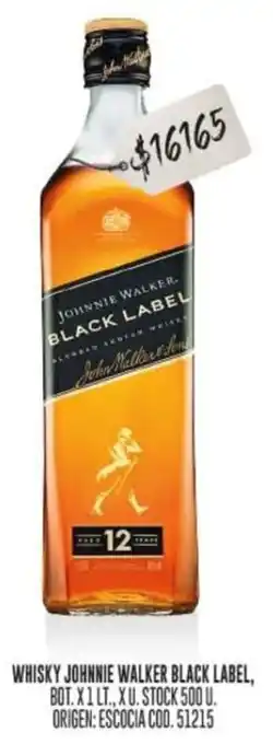 Coto WHISKY JOHNNIE WALKER BLACK LABEL, BOT. X1 LT. oferta