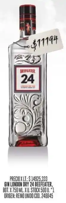 Coto GIN LONDON DRY 24 BEEFEATER, BOT. X 750 ML. oferta
