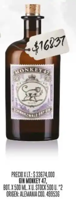 Coto GIN MONKEY 47, BOT. X 500 ML. oferta