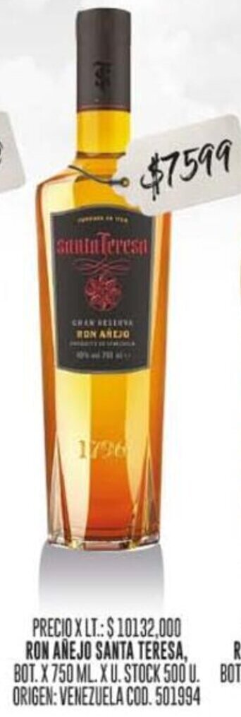 Coto RON AÑEJO SANTA TERESA, BOT. X 750 ML. oferta