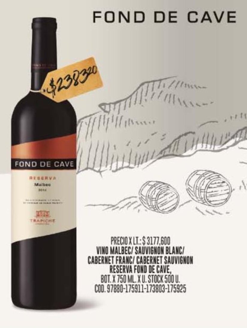 Coto VINO MALBEC/ SAUVIGNON BLANC/ CABERNET FRANC/CABERNET SAUVIGNON RESERVA FOND DE CAVE,BOT C 750ML oferta
