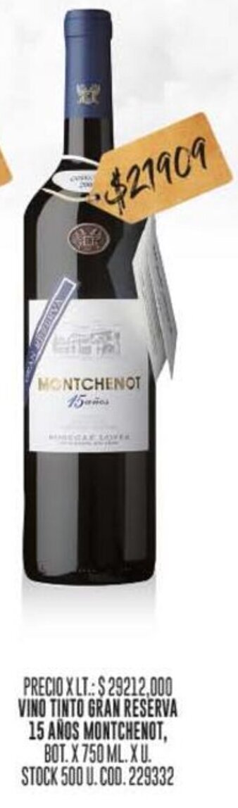 Coto VINO TINTO GRAN RESERVA 15 ANOS MONTCHENOT, BOT. X 750 ML. oferta