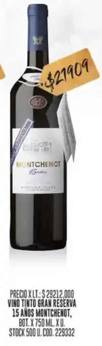 Coto VINO TINTO GRAN RESERVA 15 ANOS MONTCHENOT, BOT. X 750 ML. oferta
