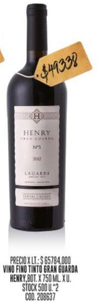 Coto VINO FINO TINTO GRAN GUARDA HENRY,BOT.X 750 ML oferta